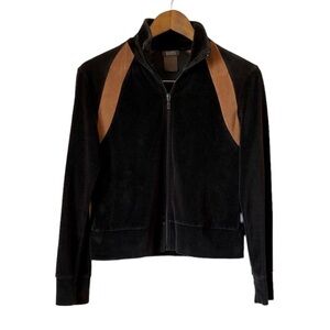 Women's Black and Brown Velour Jacket